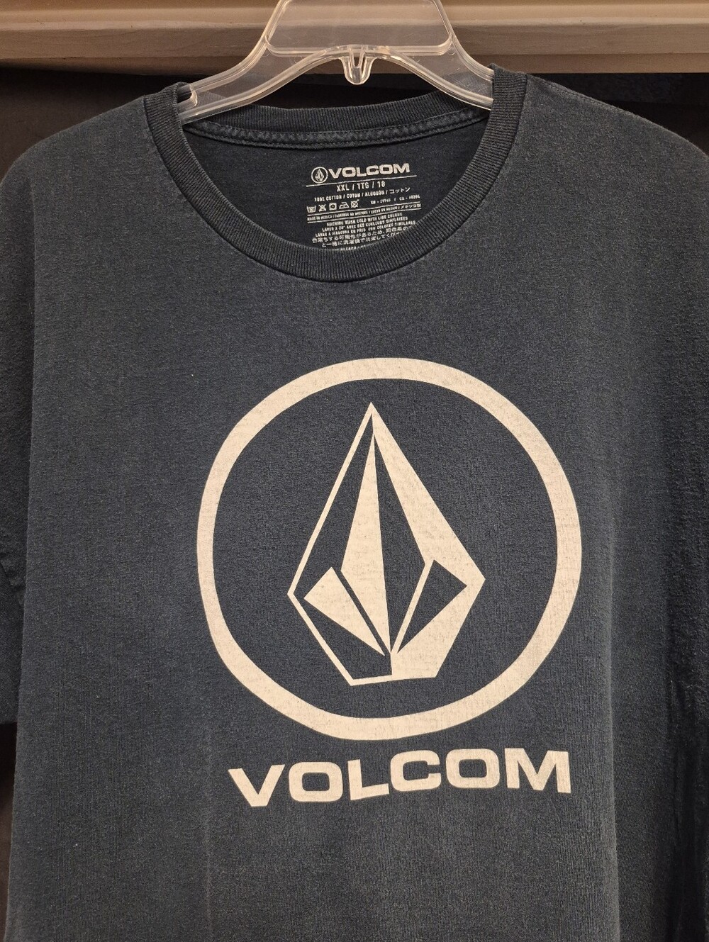Volcom Navy Blue Logo Tagless Crewneck Tee